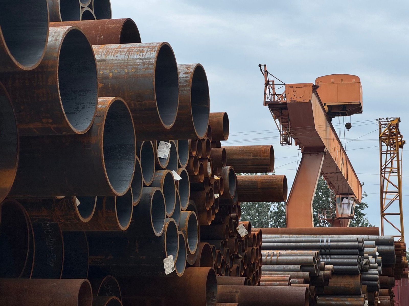 Industrial steel pipes and factory materials