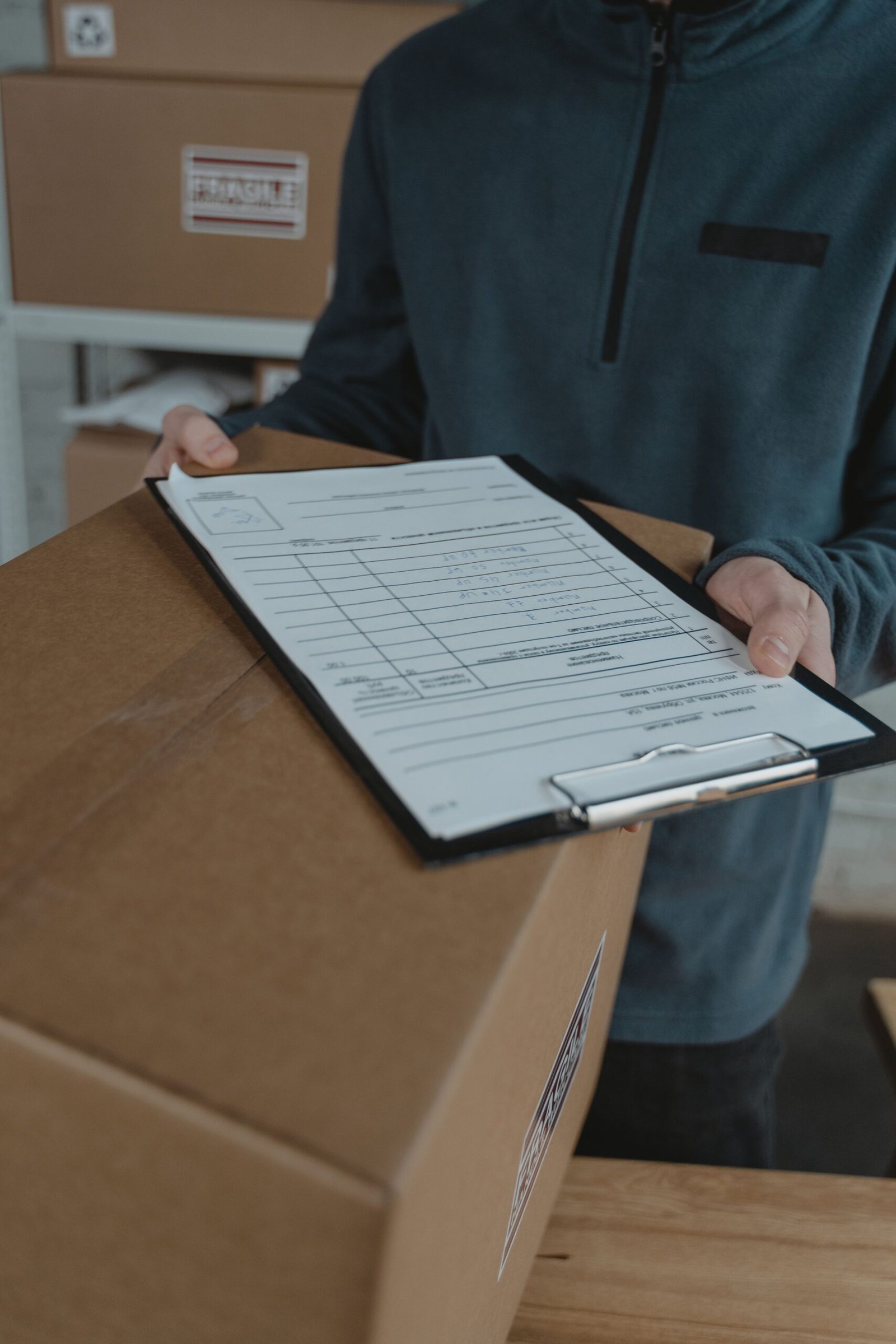 Warehouse professional checking shipment documents